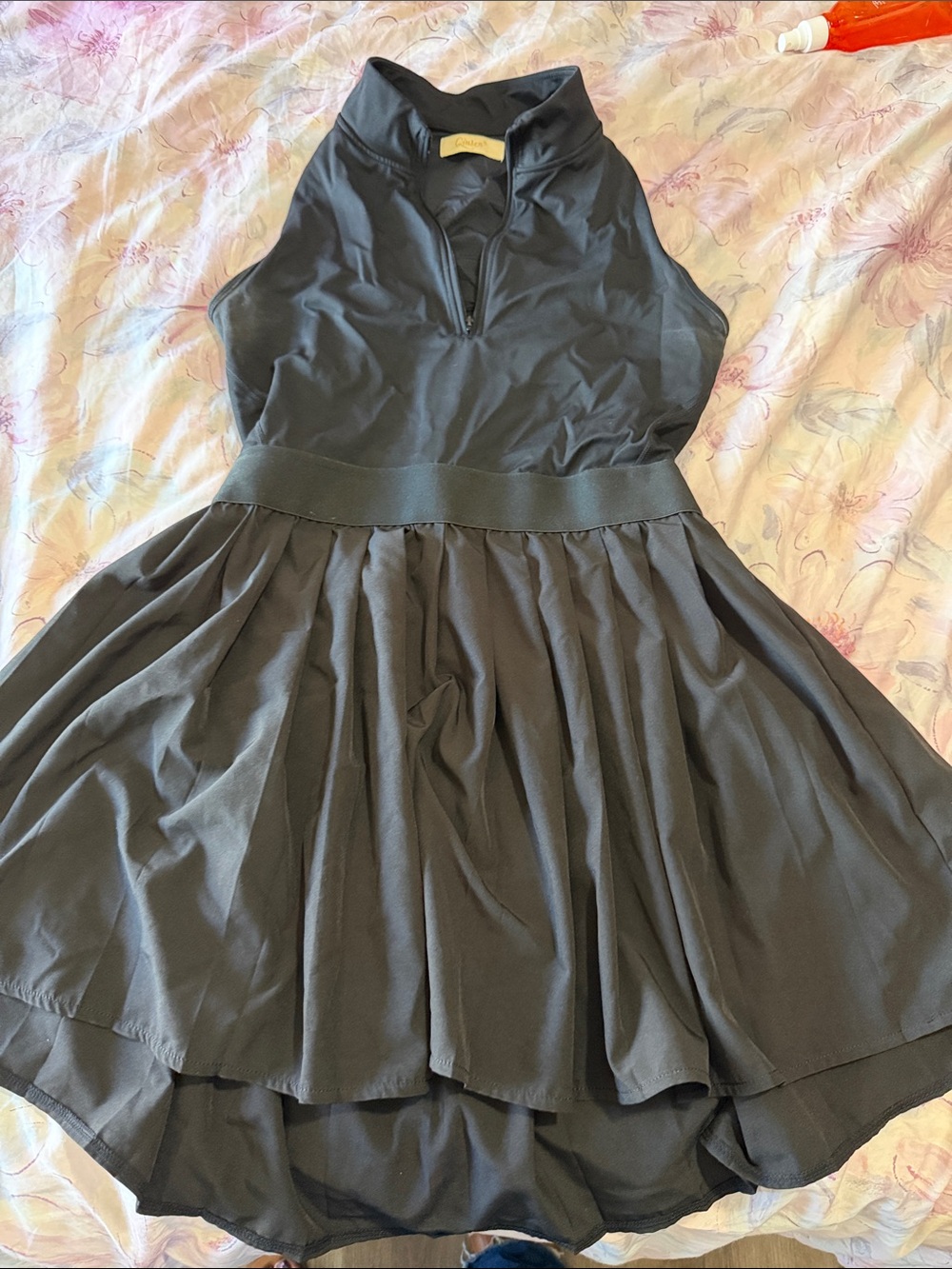 Active wear with shorts Black Sleeveless Fit-and-Flare Dress